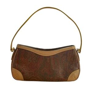 Etro Brown and Tan Paisley Shoulder Mini Bag